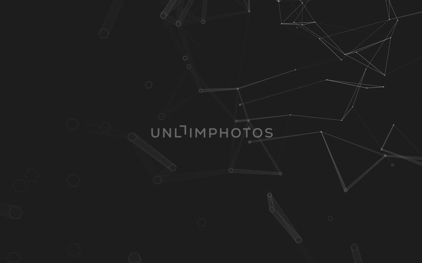 Abstract polygonal space low poly dark background with connecting dots and lines. Connection structure. 3d rendering