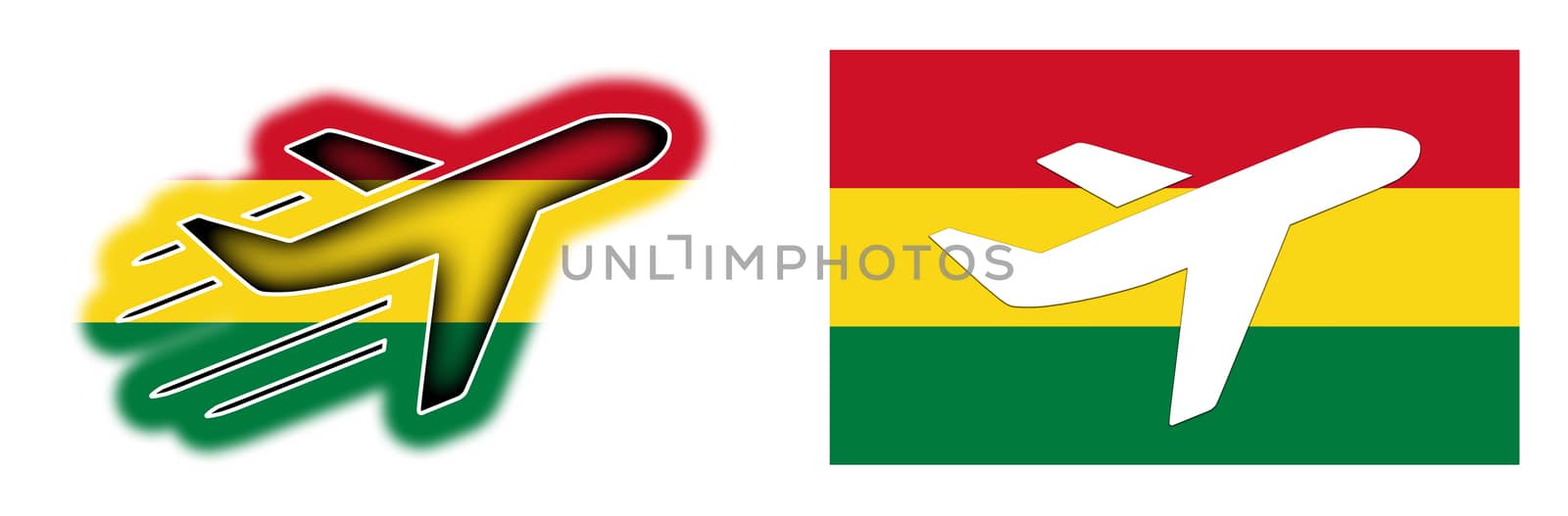 Nation flag - Airplane isolated on white - Bolivia