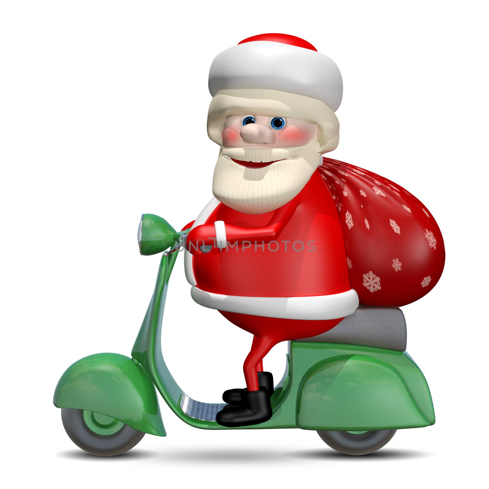 3D Illustration of Santa Claus on a Motor Scooter by brux