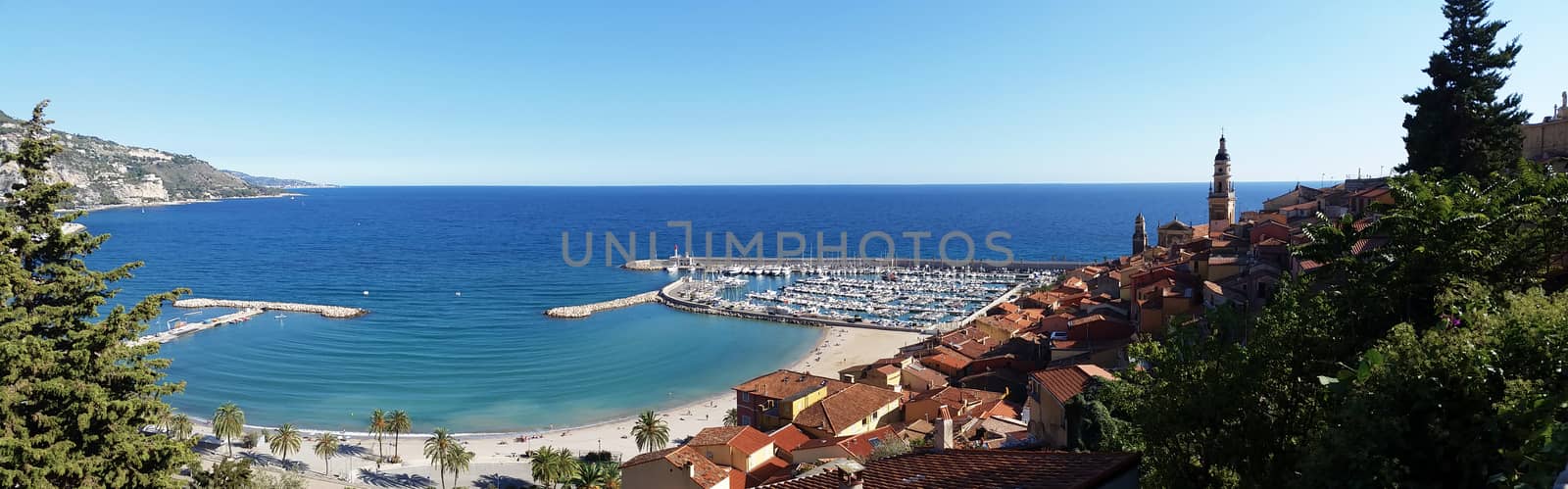 Panoramic View of the Old Town of Menton, French Riviera, France
