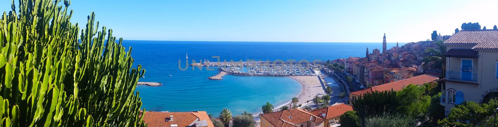 Panoramic View on the Bay of Menton, French Riviera by bensib