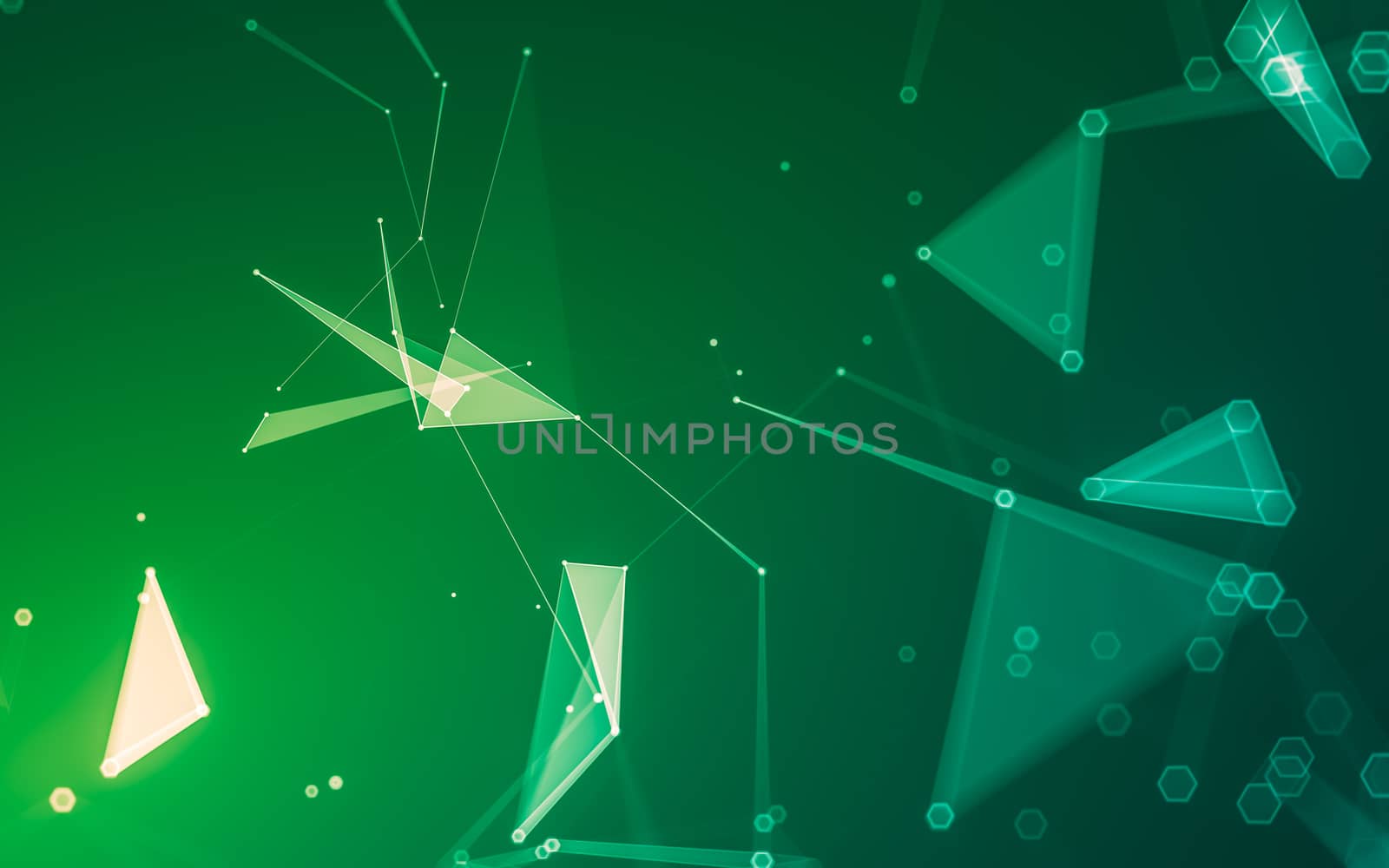 Abstract polygonal space low poly dark background, 3d rendering by teerawit