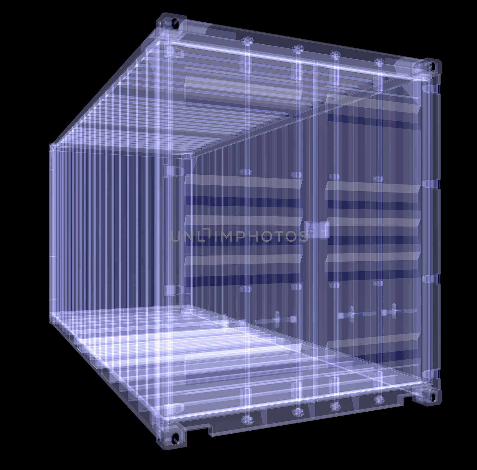 X-ray shipping container isolated on black by cherezoff