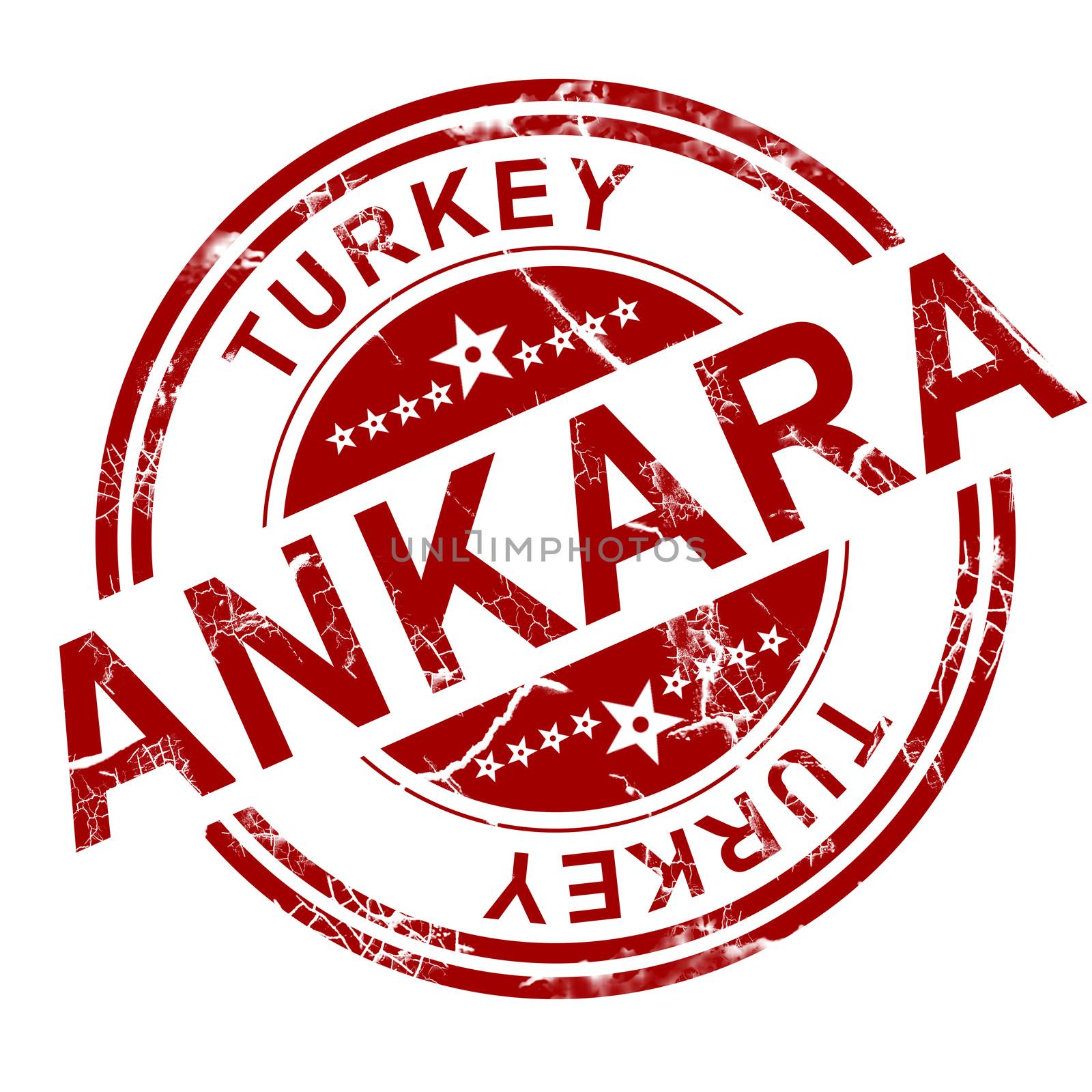 Red Ankara stamp with white background, 3D rendering