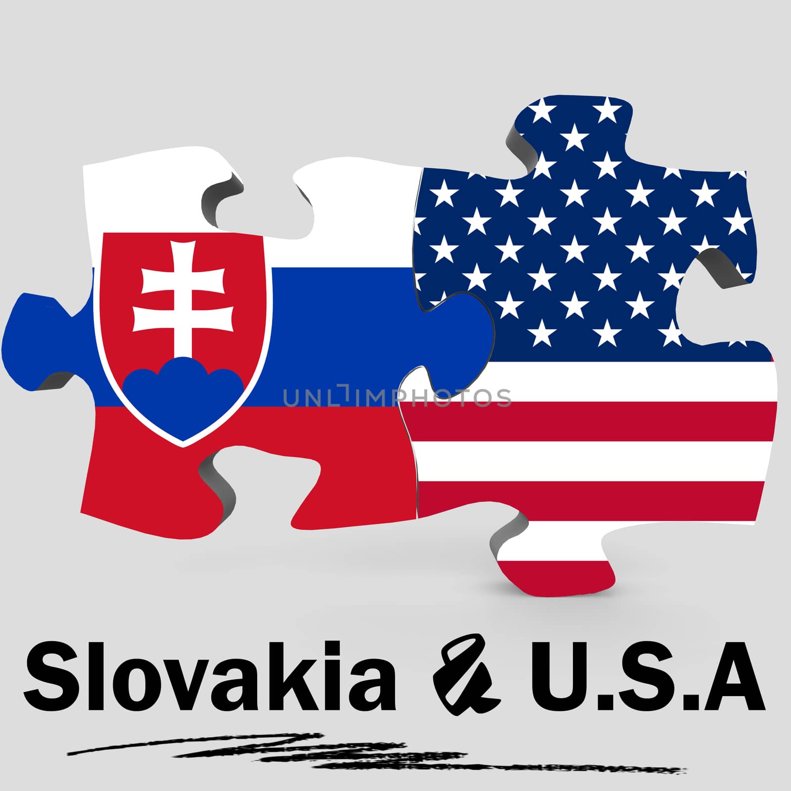 USA and Slovakia flags in puzzle by tang90246