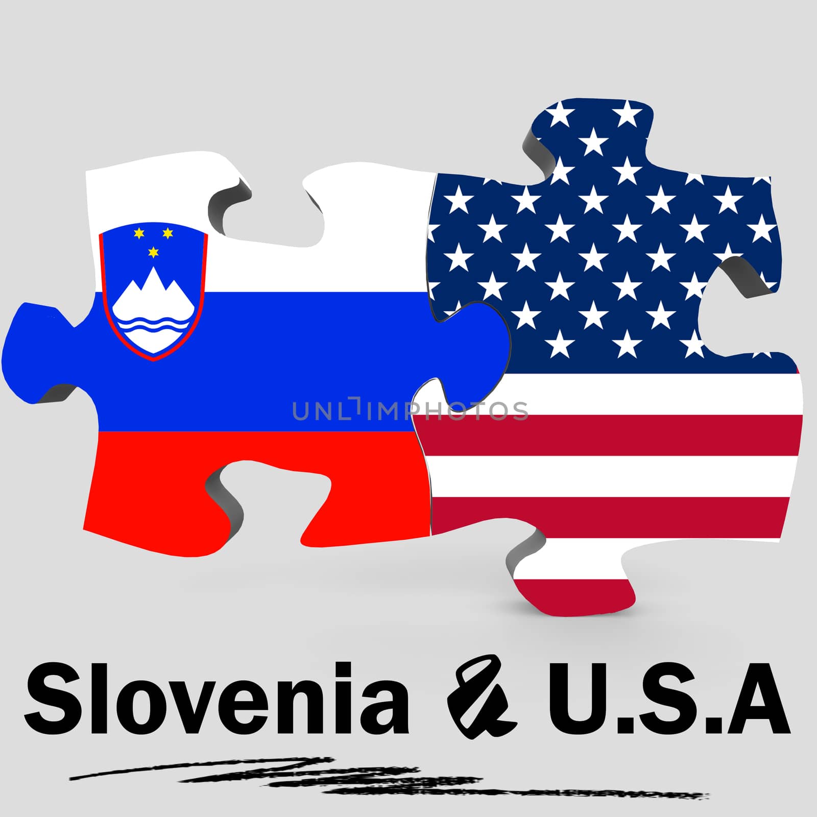 USA and Slovenia flags in puzzle by tang90246