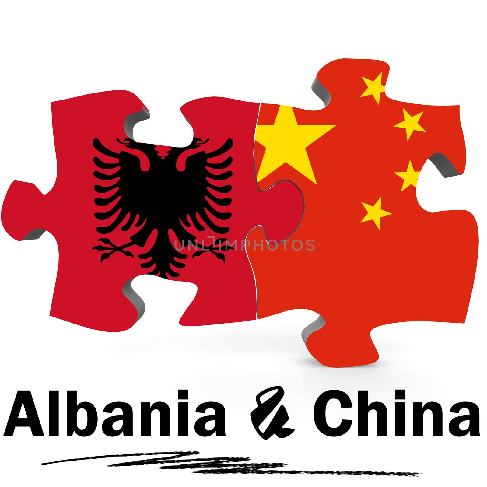 China and Albania flags in puzzle by tang90246