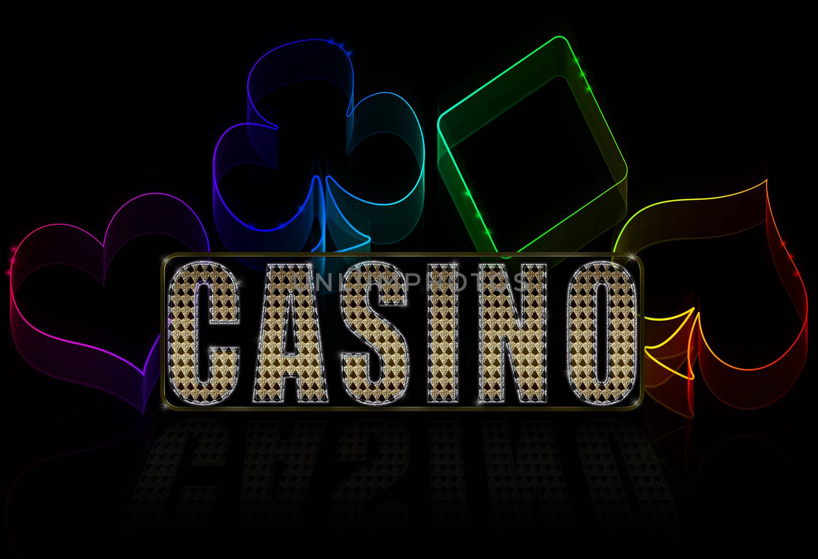 Casino illustration on the black -  Cards game