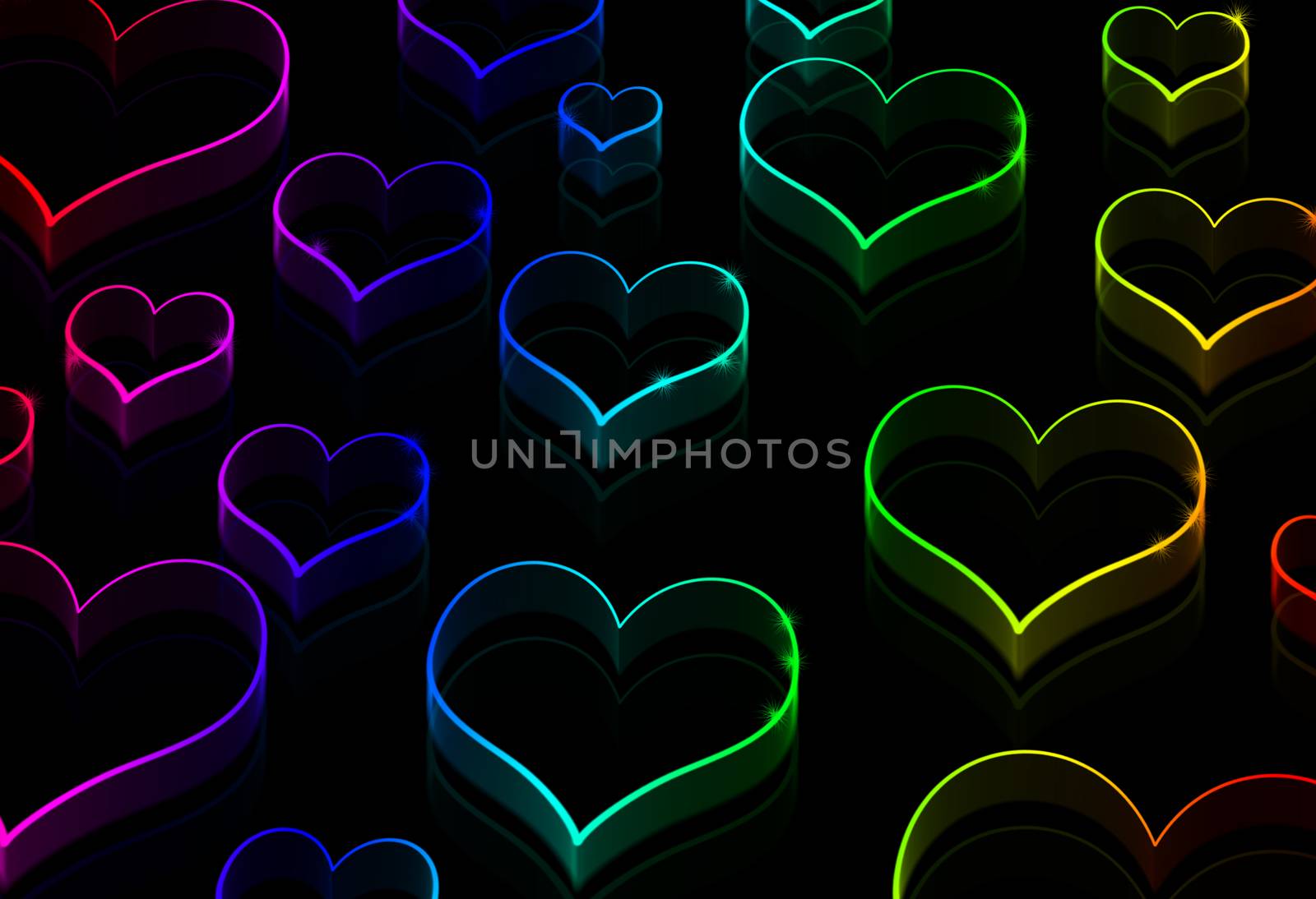 Neon hearts on the black  by natali_brill