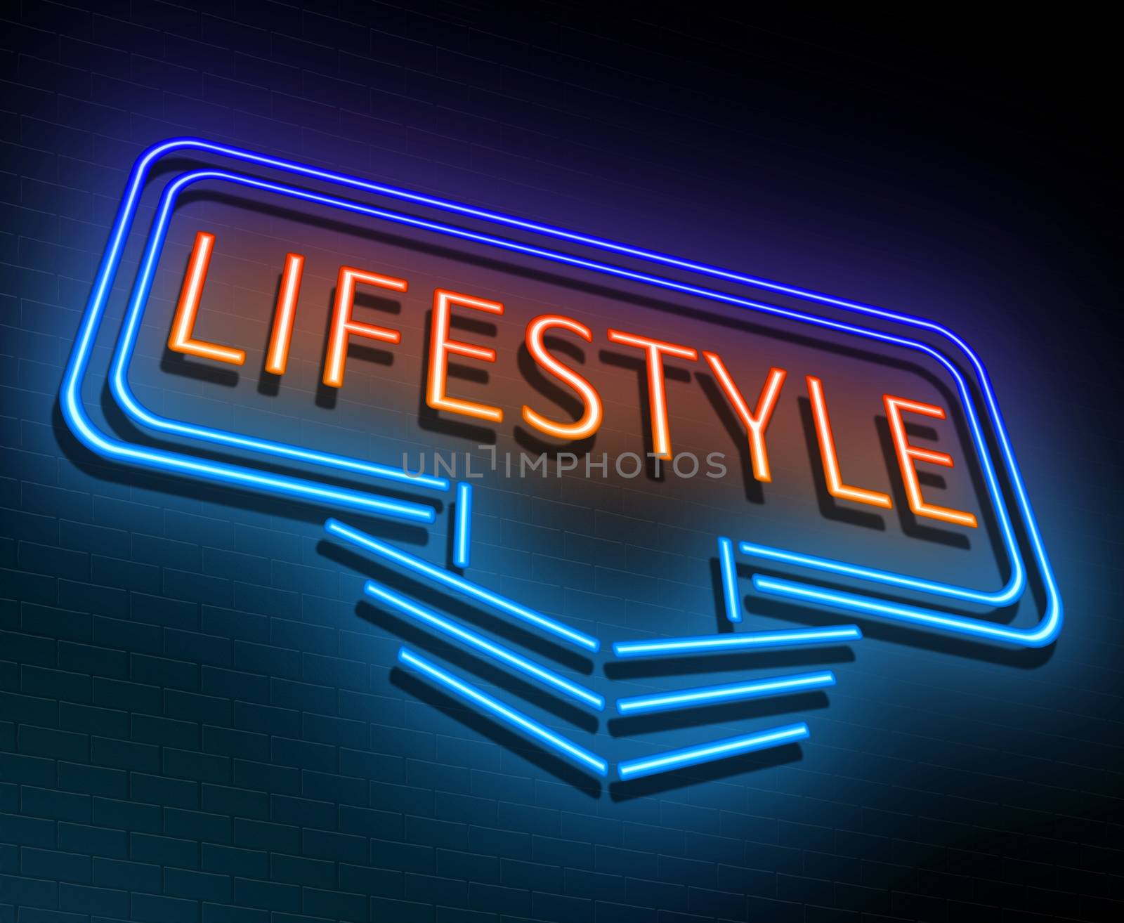 Illustration depicting an illuminated neon sign with a lifestyle concept.
