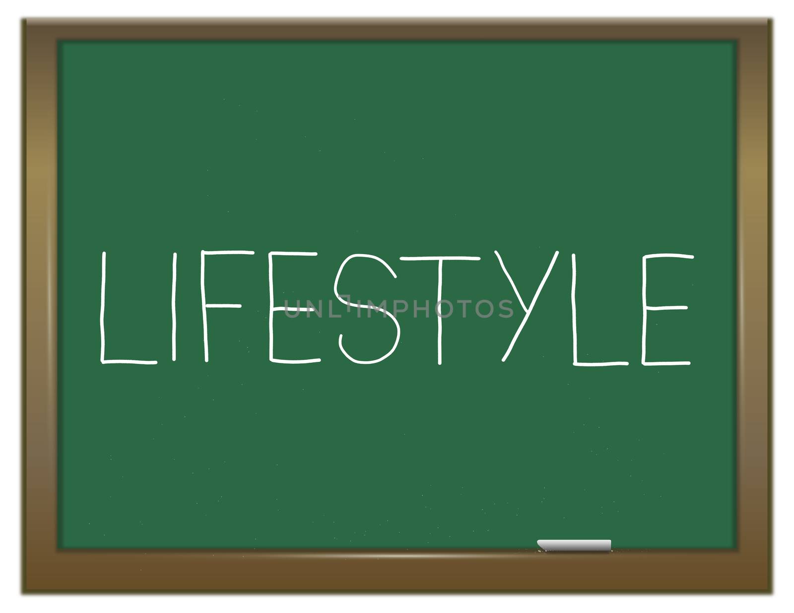 Illustration depicting a green chalkboard with a lifestyle concept.
