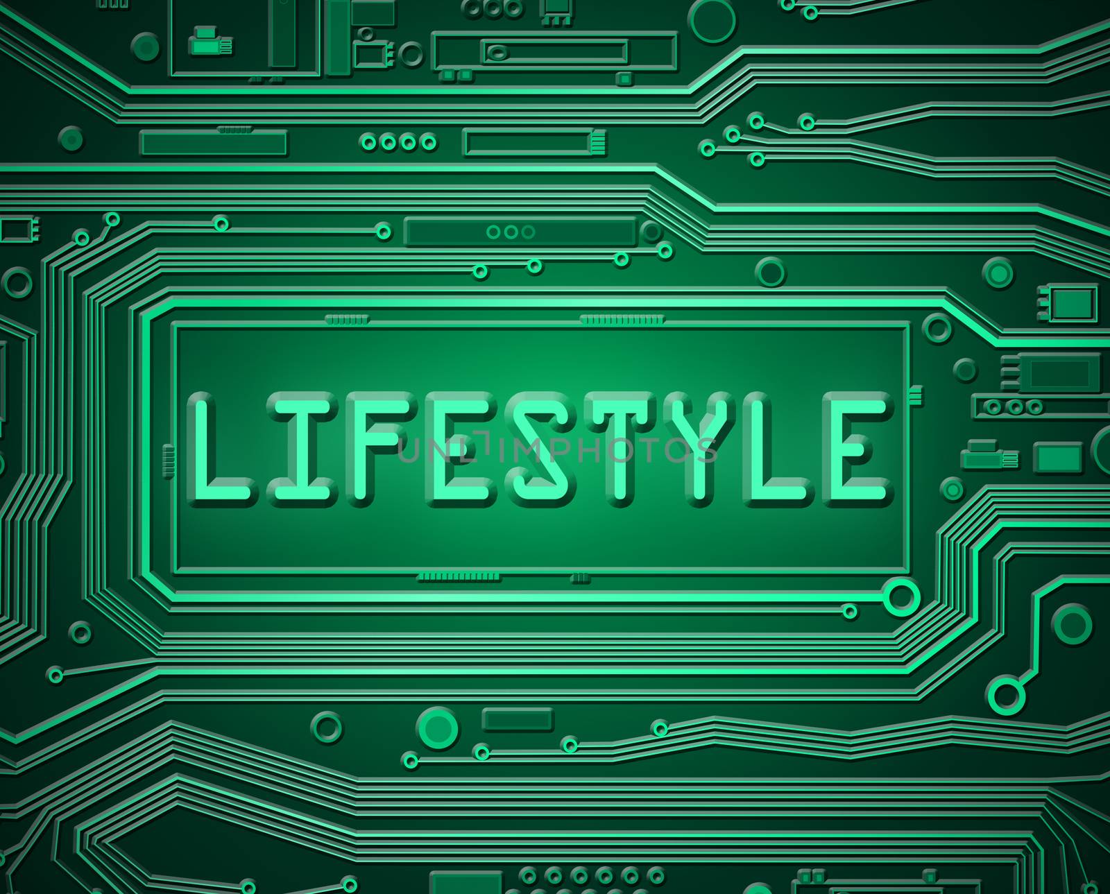 Abstract style illustration depicting printed circuit board components with a lifestyle concept.