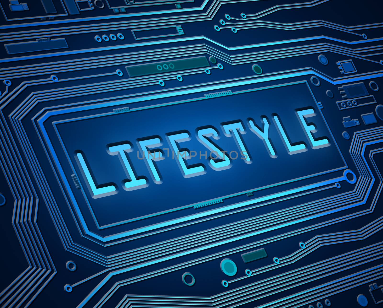 Abstract style illustration depicting printed circuit board components with a lifestyle concept.