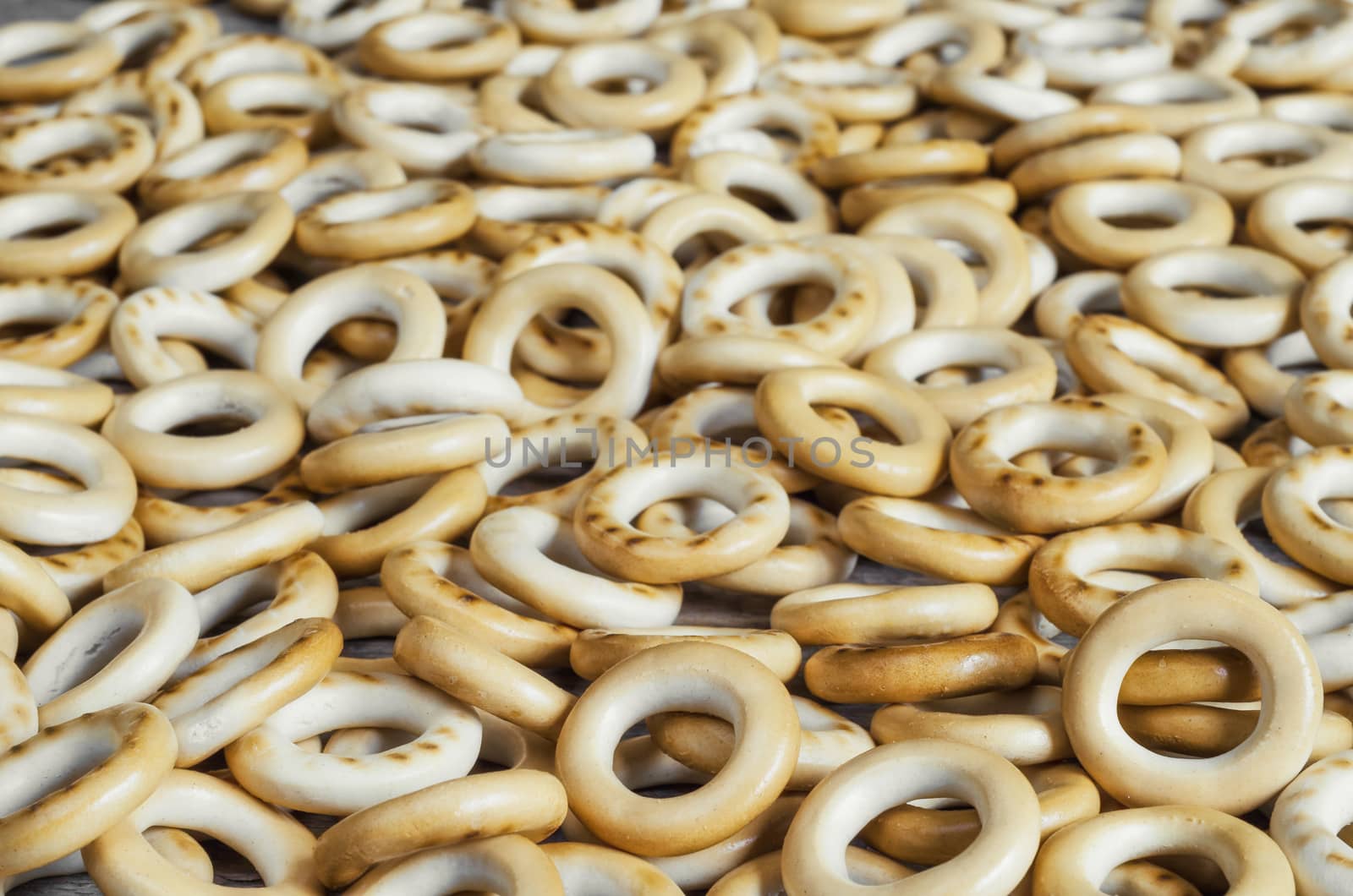 Background, bagels, lies on the surface Selective focus