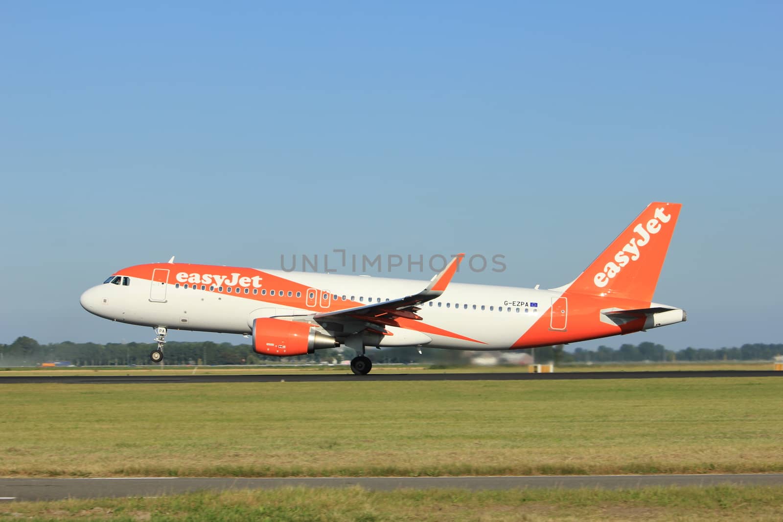 Amsterdam, the Netherlands - August, 18th 2016: G-EZPA easyJet by studioportosabbia