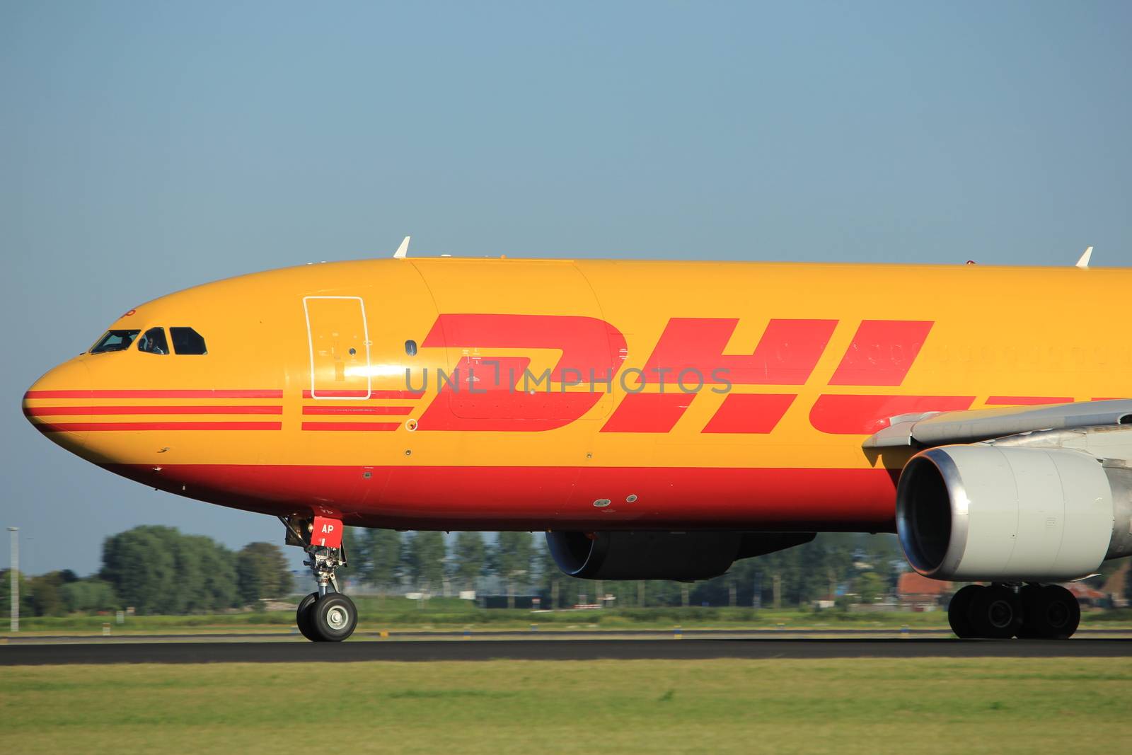 Amsterdam, the Netherlands  - August, 18th 2016: D-AEAP EAT Leipzig Airbus A300B4-622R,
taking off from Polderbaan Runway Amsterdam Airport Schiphol