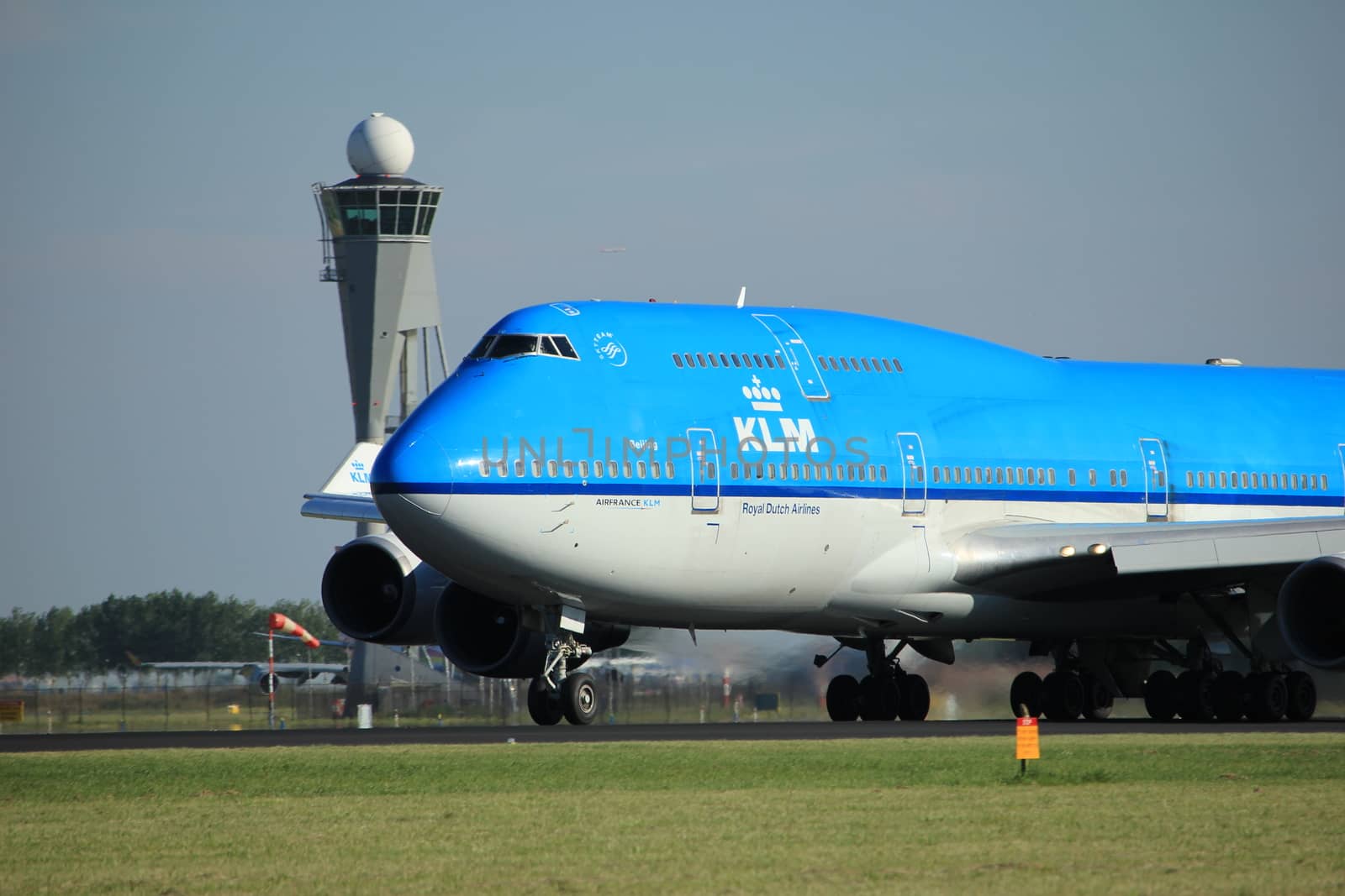 Amsterdam, the Netherlands  - August, 18th 2016: PH-BFU KLM Royal Dutch Airlines Boeing 747-406(M),
taking off from Polderbaan Runway Amsterdam Airport Schiphol