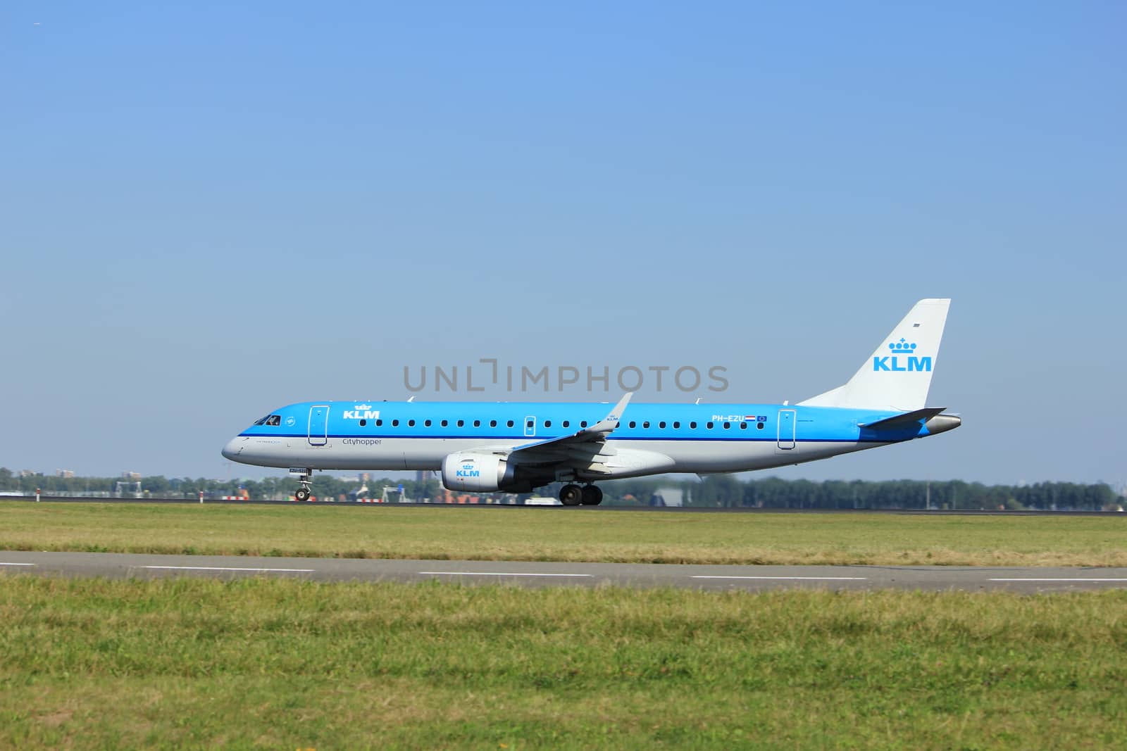 Amsterdam, the Netherlands - August, 18th 2016: PH-EZU KLM Embraer by studioportosabbia