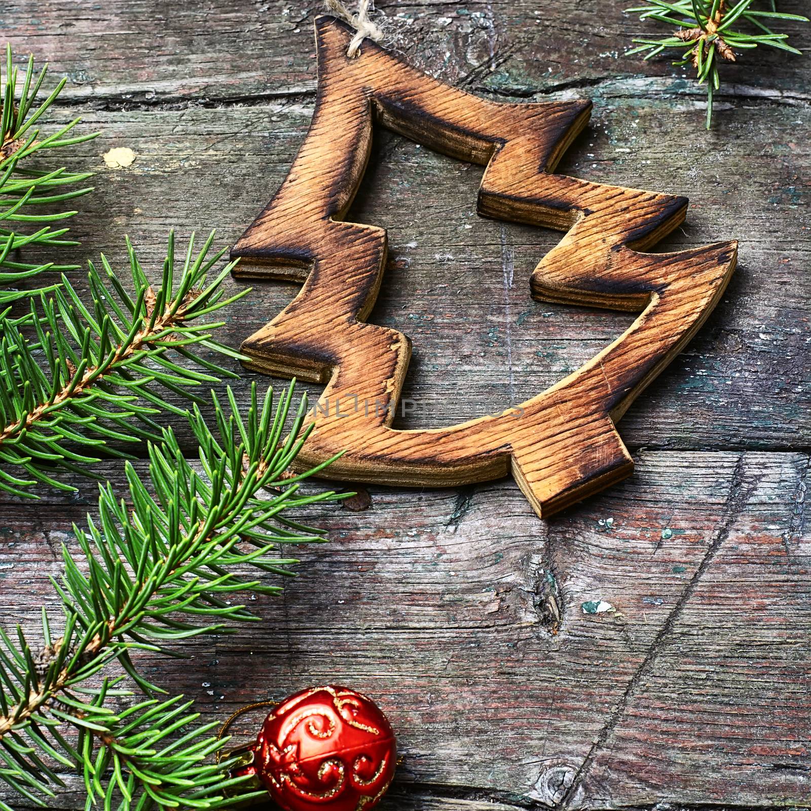 Christmas festive background with fir tree by LMykola