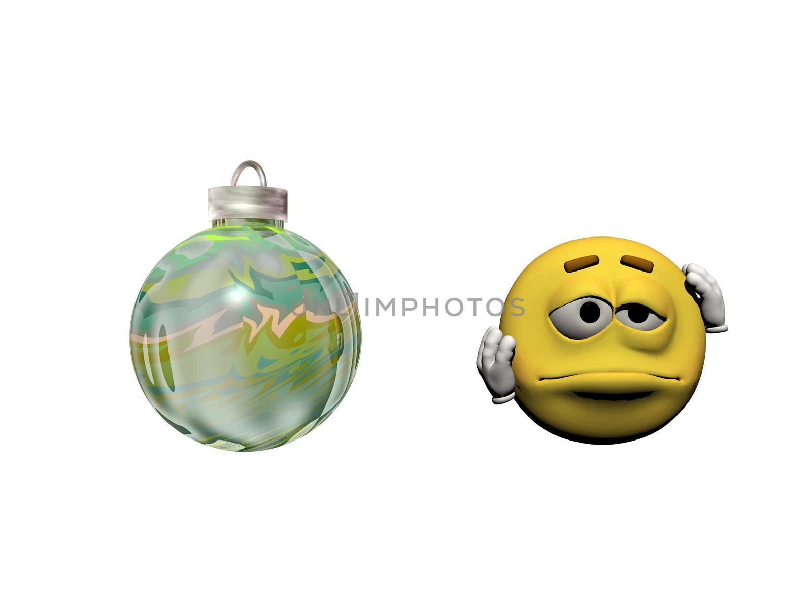 Emoticon and christmas ball - 3d render by mariephotos