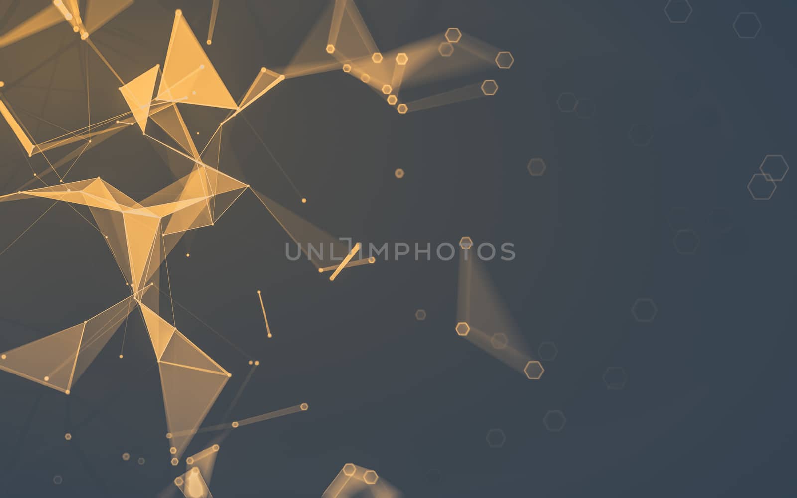 Abstract polygonal space low poly dark background, 3d rendering by teerawit