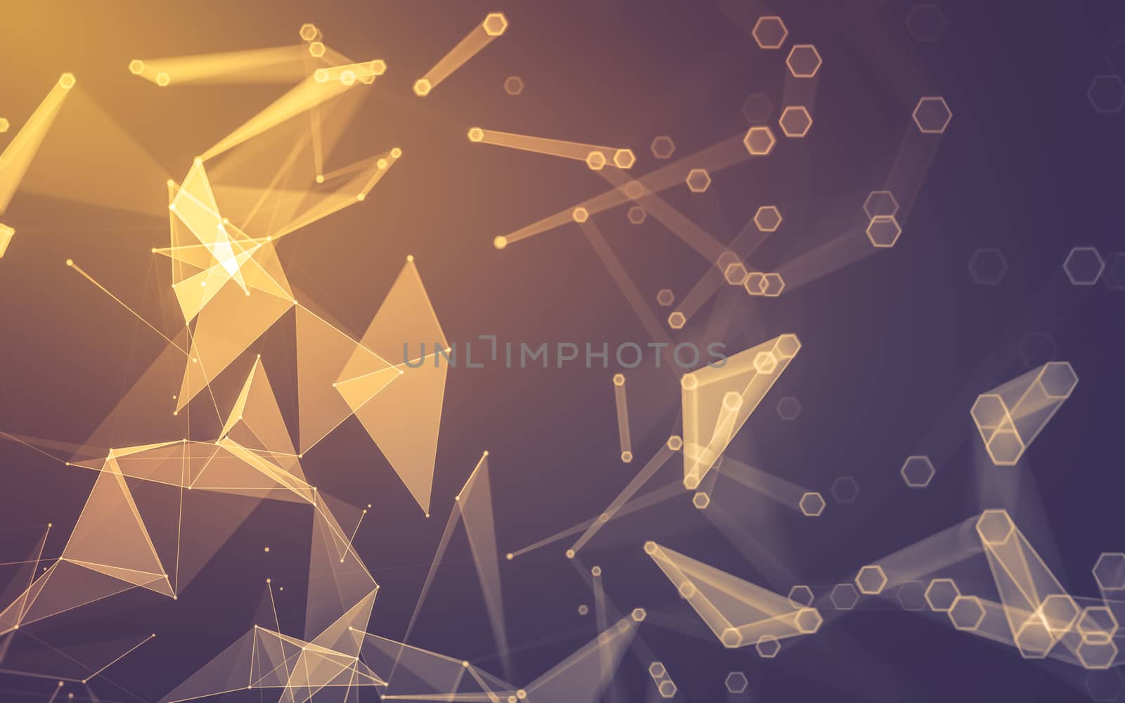 Abstract polygonal space low poly dark background, 3d rendering by teerawit