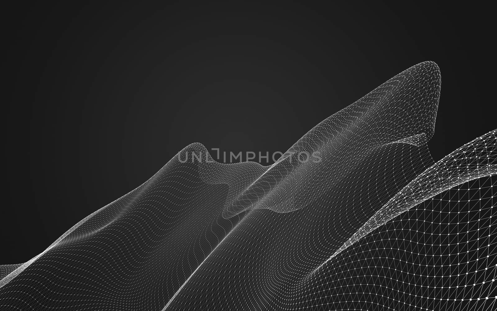 Abstract polygonal space low poly dark background, 3d rendering by teerawit