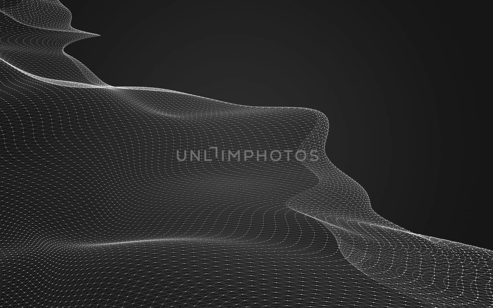 Abstract polygonal space low poly dark background, 3d rendering by teerawit