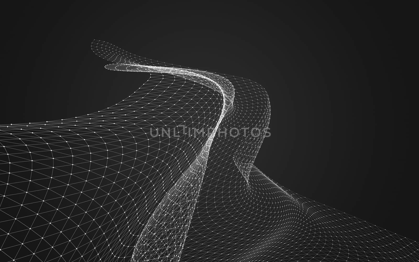 Abstract polygonal space low poly dark background, 3d rendering by teerawit