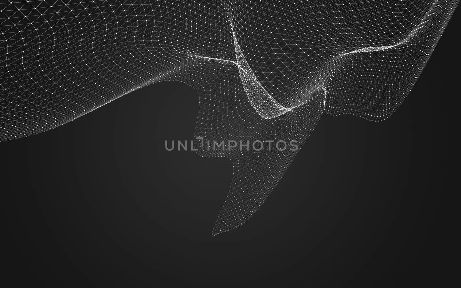 Abstract polygonal space low poly dark background with connecting dots and lines. Connection structure. 3d rendering