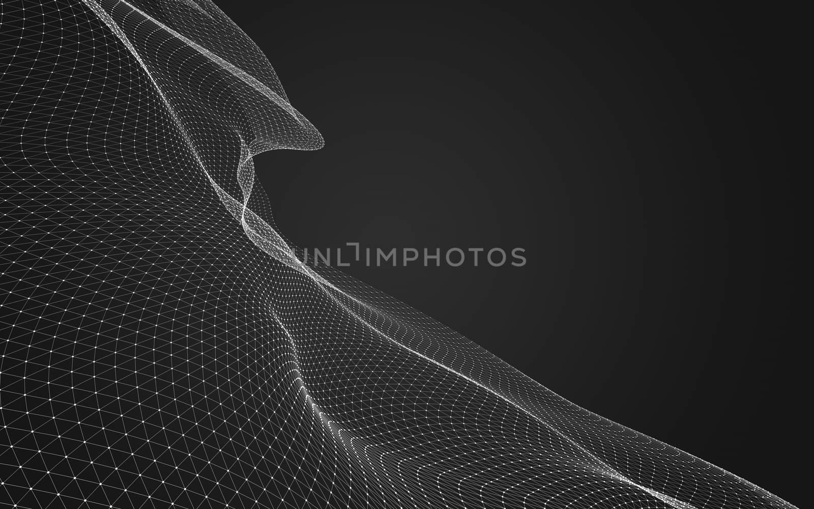 Abstract polygonal space low poly dark background with connecting dots and lines. Connection structure. 3d rendering