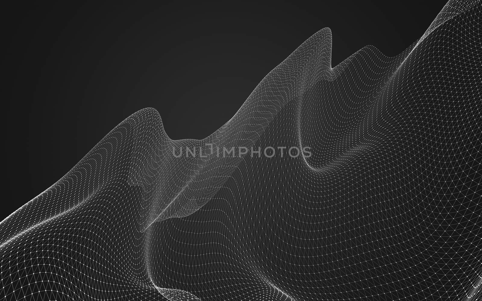 Abstract polygonal space low poly dark background with connecting dots and lines. Connection structure. 3d rendering