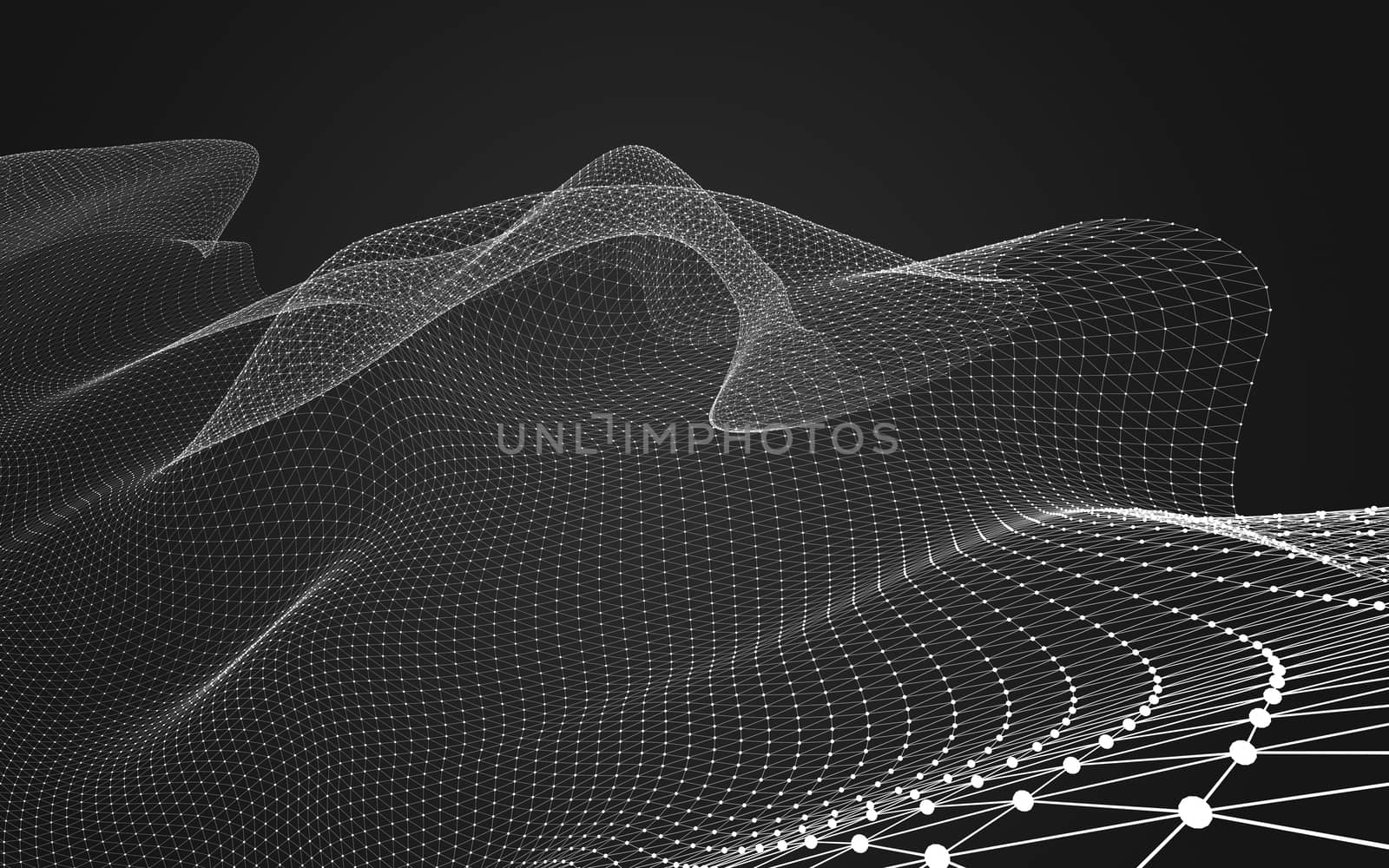 Abstract polygonal space low poly dark background with connecting dots and lines. Connection structure. 3d rendering