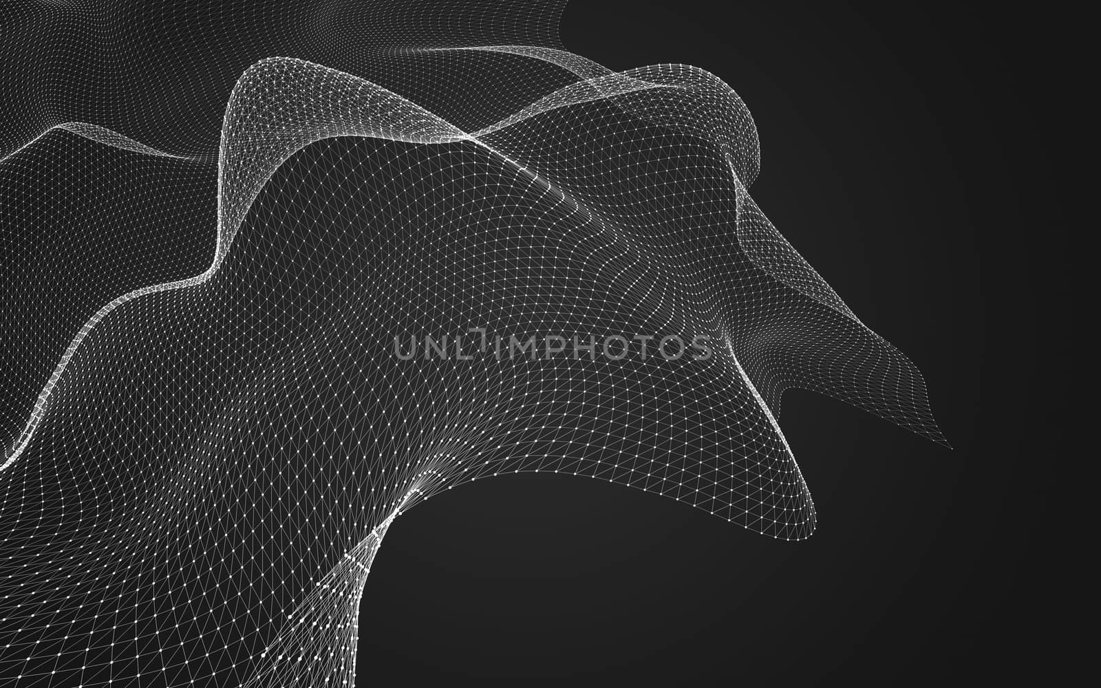 Abstract polygonal space low poly dark background, 3d rendering by teerawit