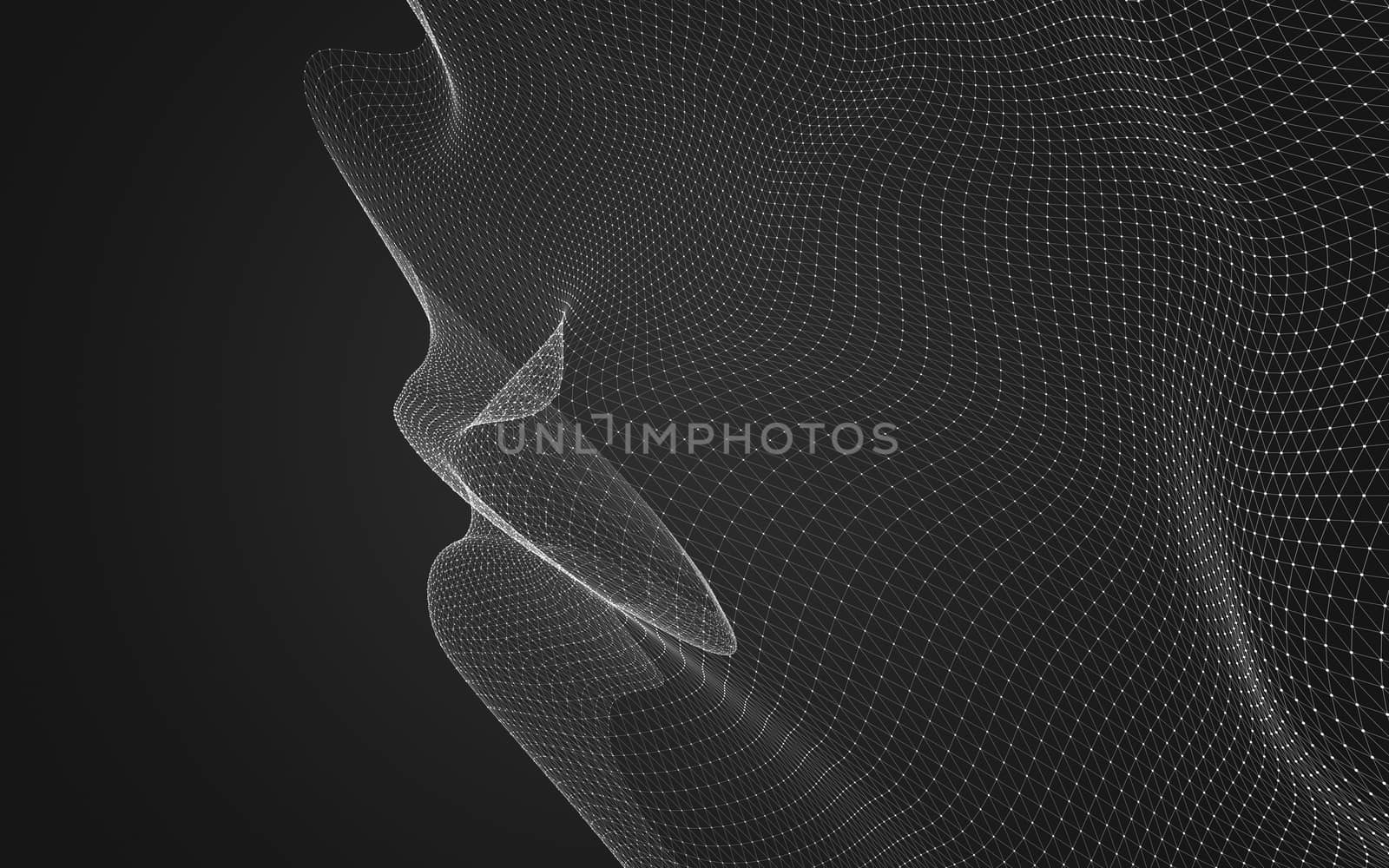 Abstract polygonal space low poly dark background, 3d rendering by teerawit