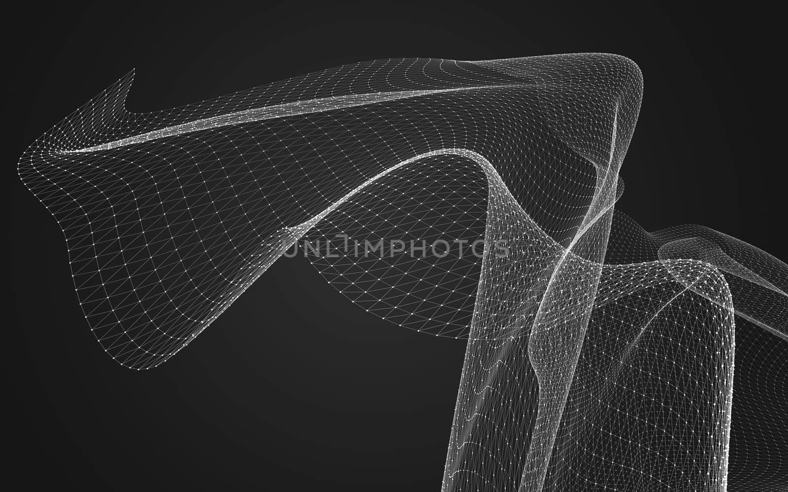 Abstract polygonal space low poly dark background with connecting dots and lines. Connection structure. 3d rendering