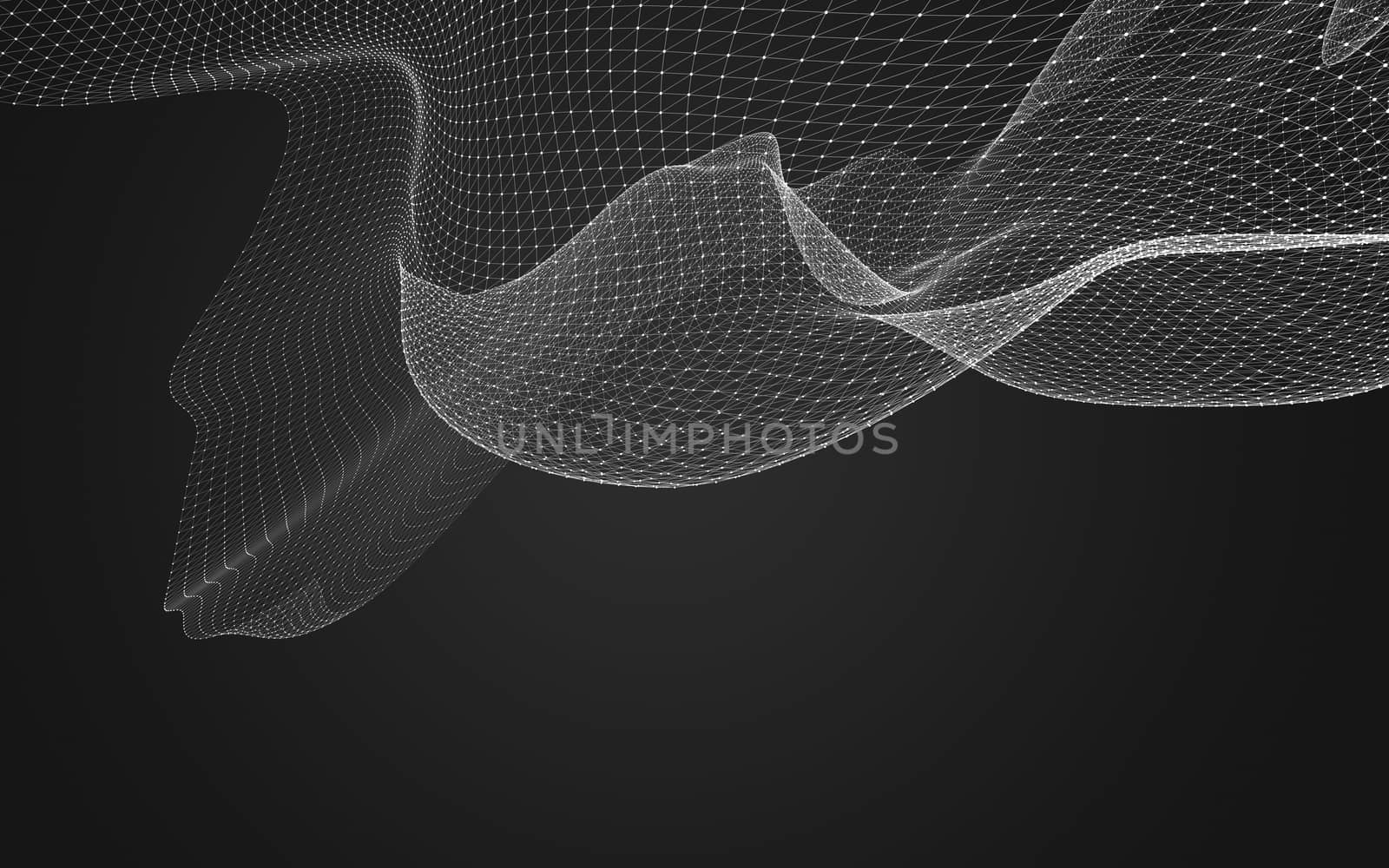 Abstract polygonal space low poly dark background with connecting dots and lines. Connection structure. 3d rendering