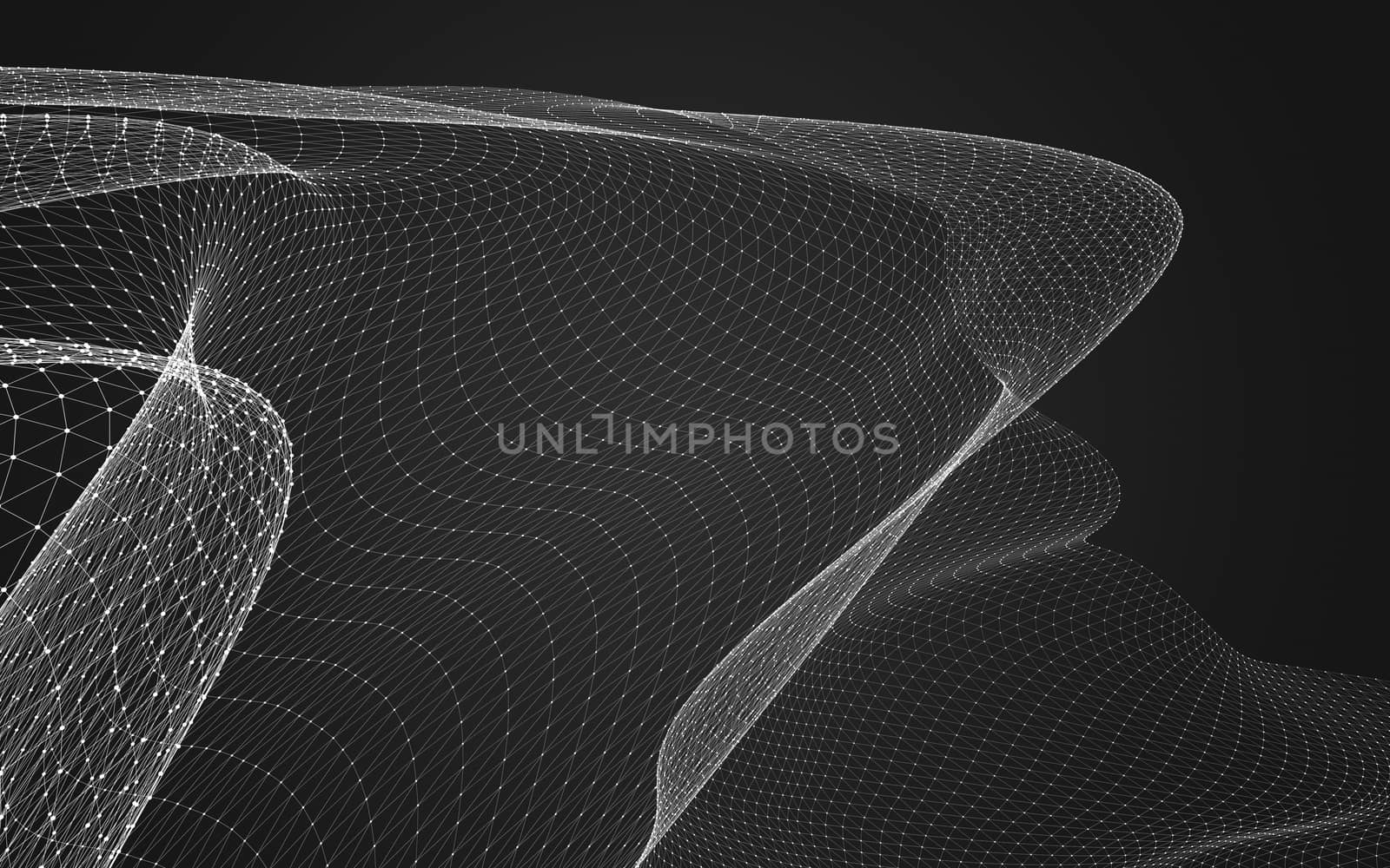 Abstract polygonal space low poly dark background, 3d rendering by teerawit