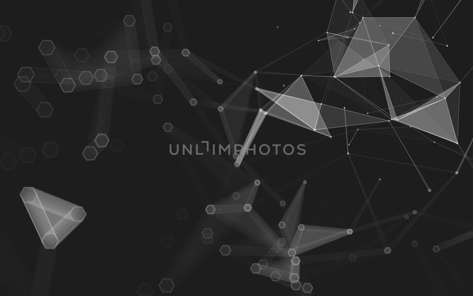 Abstract polygonal space low poly dark background with connecting dots and lines. Connection structure. 3d rendering