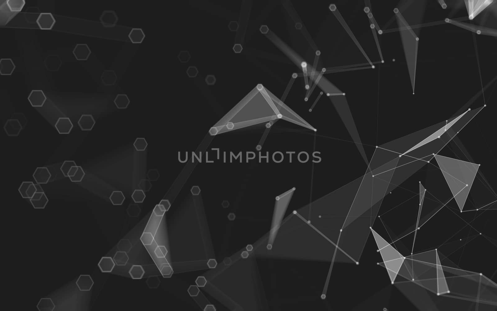 Abstract polygonal space low poly dark background with connecting dots and lines. Connection structure. 3d rendering