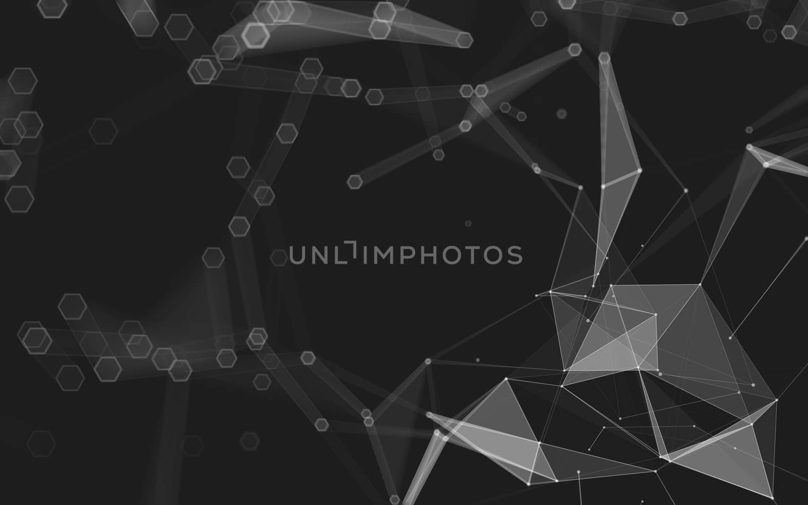 Abstract polygonal space low poly dark background, 3d rendering by teerawit