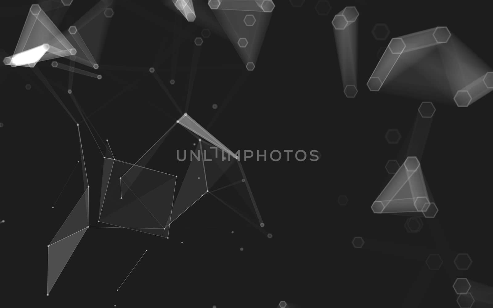 Abstract polygonal space low poly dark background, 3d rendering by teerawit