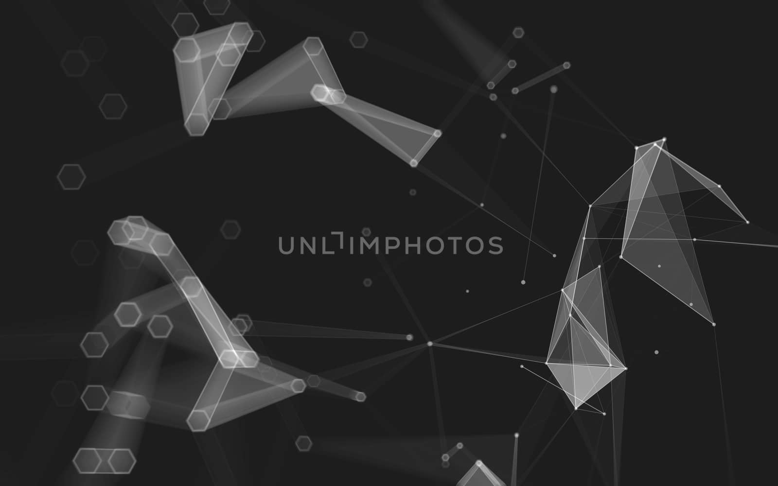 Abstract polygonal space low poly dark background, 3d rendering by teerawit