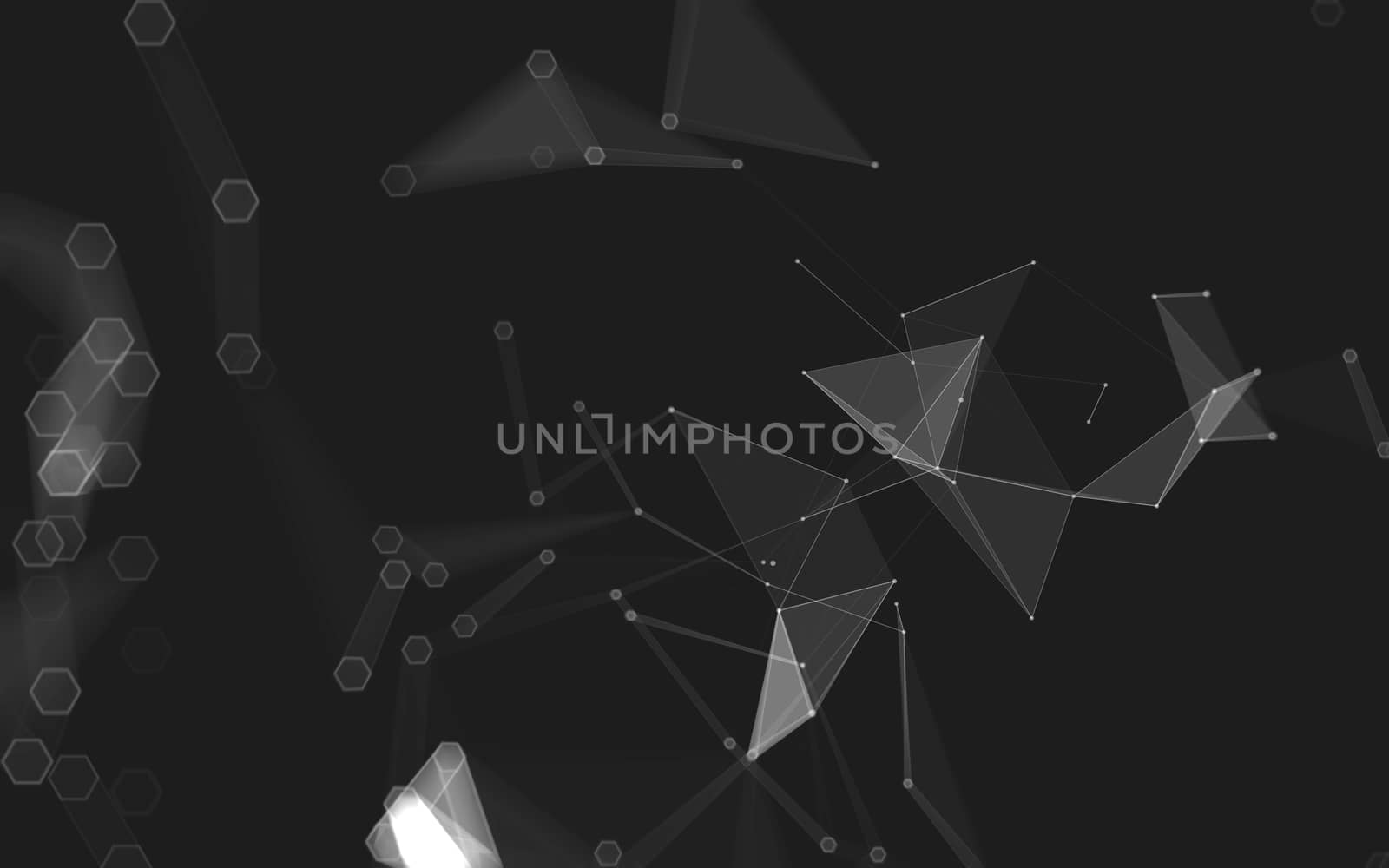 Abstract polygonal space low poly dark background with connecting dots and lines. Connection structure. 3d rendering