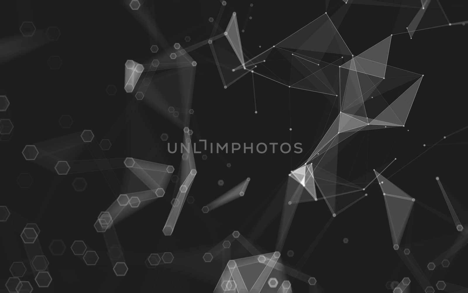 Abstract polygonal space low poly dark background with connecting dots and lines. Connection structure. 3d rendering