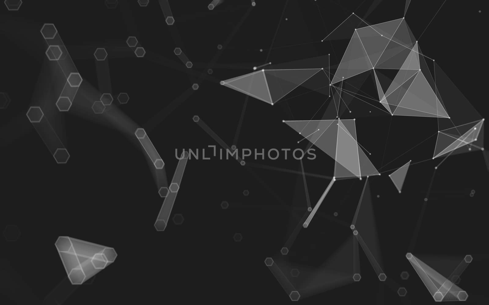 Abstract polygonal space low poly dark background, 3d rendering by teerawit