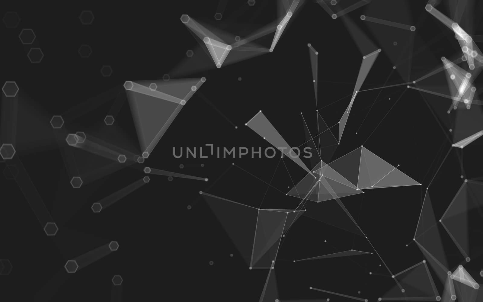 Abstract polygonal space low poly dark background with connecting dots and lines. Connection structure. 3d rendering