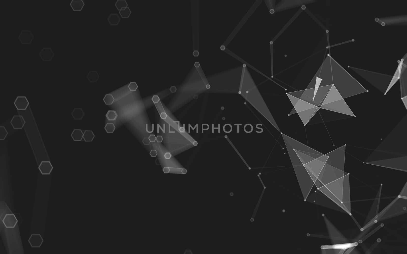 Abstract polygonal space low poly dark background with connecting dots and lines. Connection structure. 3d rendering