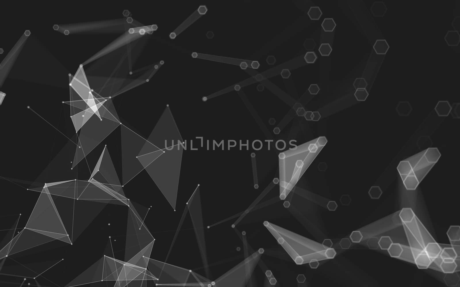 Abstract polygonal space low poly dark background with connecting dots and lines. Connection structure. 3d rendering