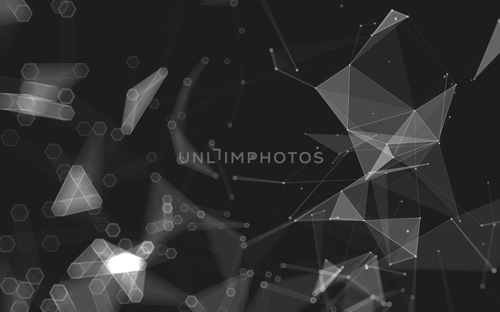 Abstract polygonal space low poly dark background with connecting dots and lines. Connection structure. 3d rendering